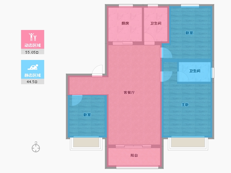 辽宁省-丹东市-碧桂园江山云著-89.15-户型库-动静分区