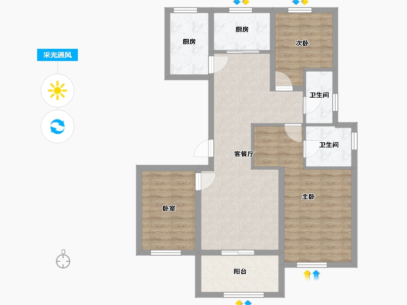 河北省-邯郸市-康翔如意壹号-110.80-户型库-采光通风