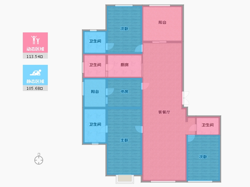 黑龙江省-哈尔滨市-宝宇天邑珑湾-199.24-户型库-动静分区