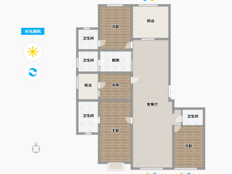 黑龙江省-哈尔滨市-宝宇天邑珑湾-199.24-户型库-采光通风