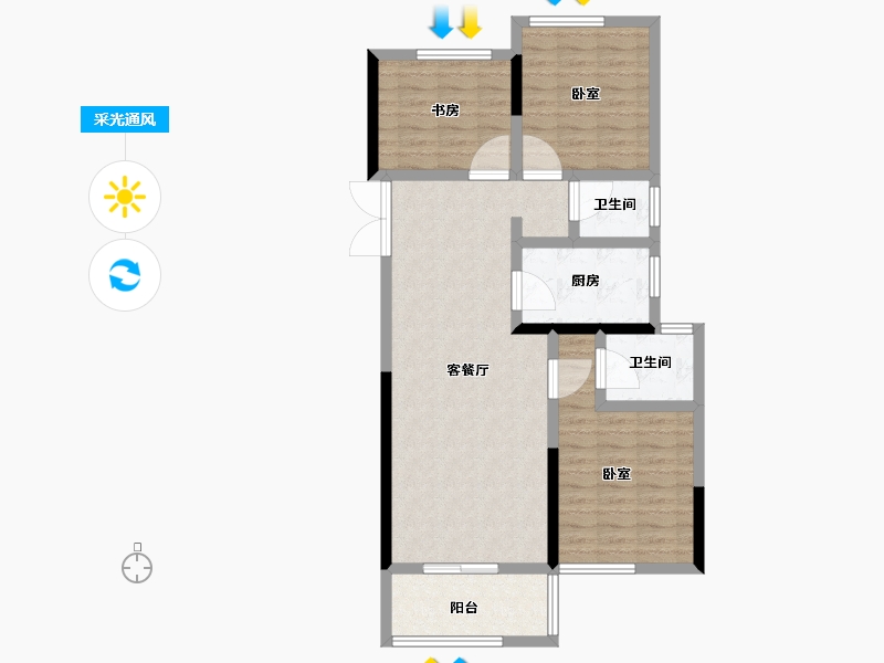 河南省-郑州市-永威城玖著-85.61-户型库-采光通风