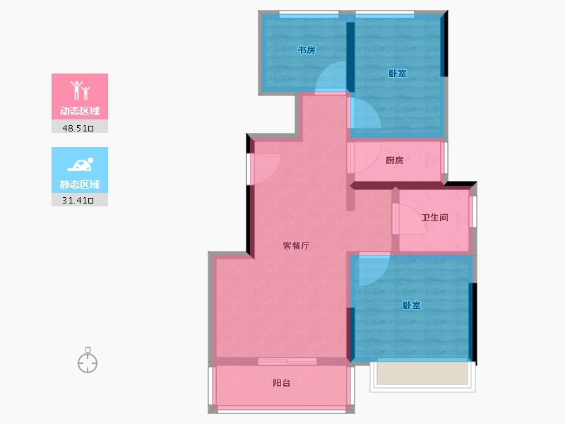 河南省-郑州市-珺尚·馨泽园-70.40-户型库-动静分区