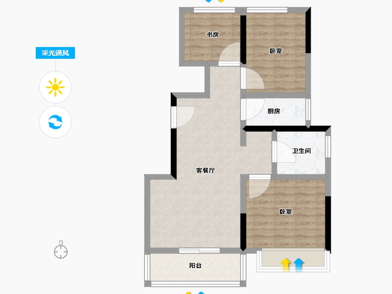 河南省-郑州市-珺尚·馨泽园-70.40-户型库-采光通风