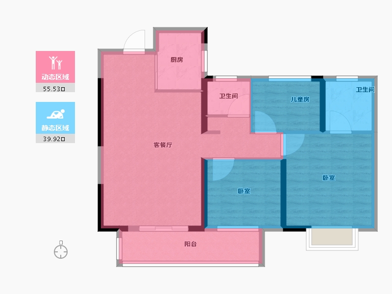 湖北省-荆门市-中建壹品璟苑-85.61-户型库-动静分区