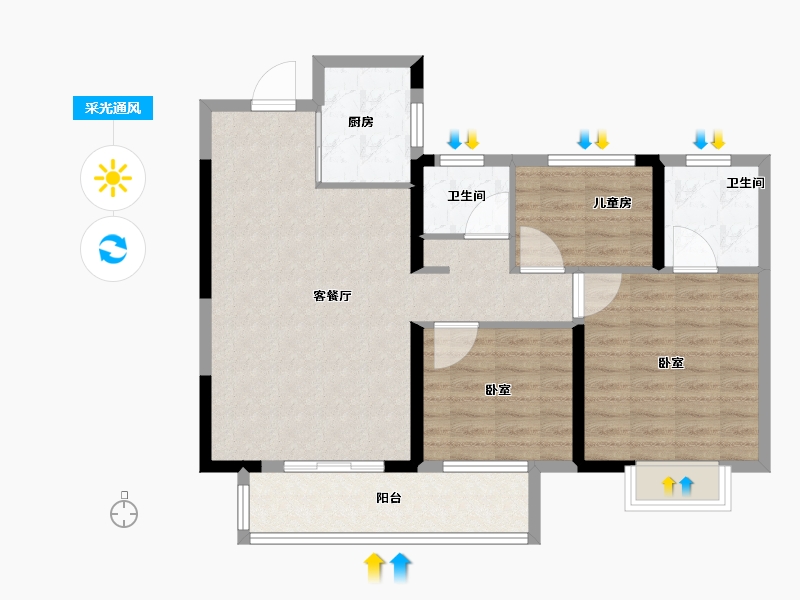 湖北省-荆门市-中建壹品璟苑-85.61-户型库-采光通风