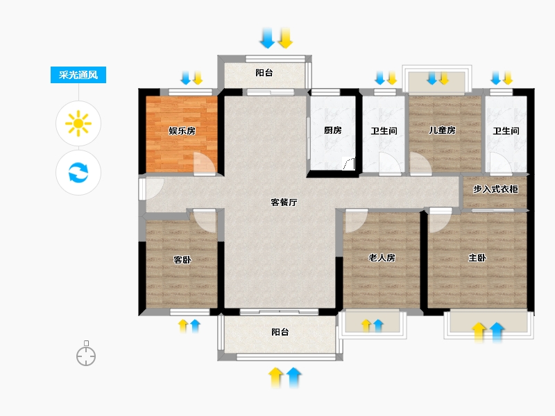 湖南省-衡阳市-檀樾美的金科-143.00-户型库-采光通风