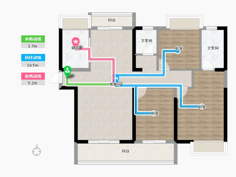 湖北省-荆门市-洋丰·地高上上城-96.26-户型库-动静线