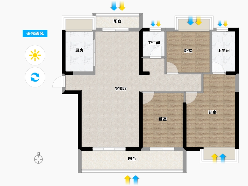 湖北省-荆门市-洋丰·地高上上城-96.26-户型库-采光通风