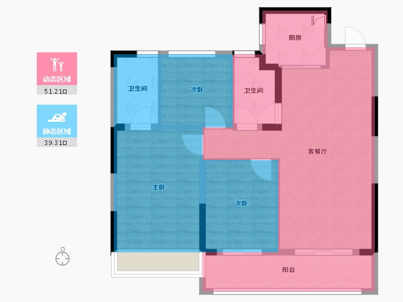 浙江省-嘉兴市-华润静安府-86.00-户型库-动静分区