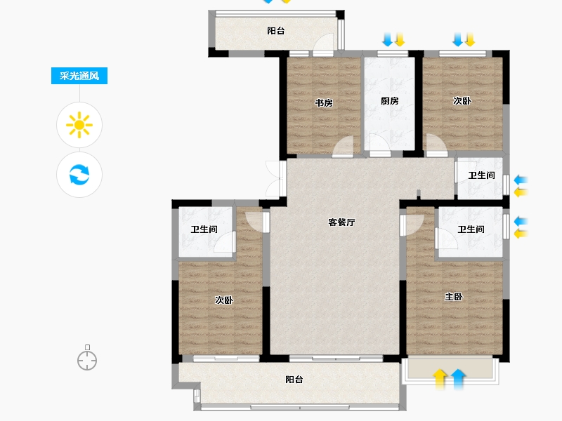 河南省-郑州市-中建·森林观澜-126.40-户型库-采光通风