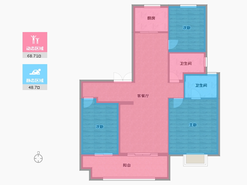 山西省-太原市-福兴雅苑-106.18-户型库-动静分区