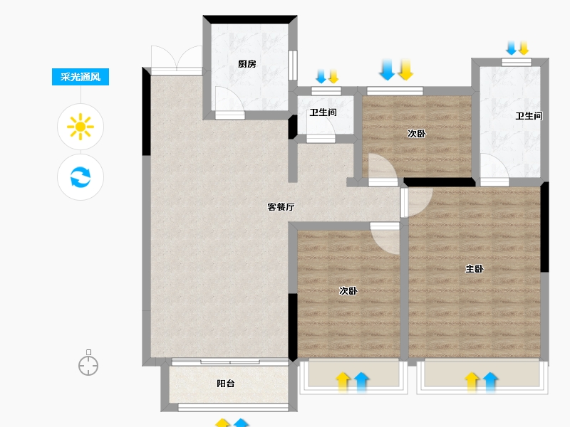 河南省-郑州市-英地·运河上苑-96.80-户型库-采光通风