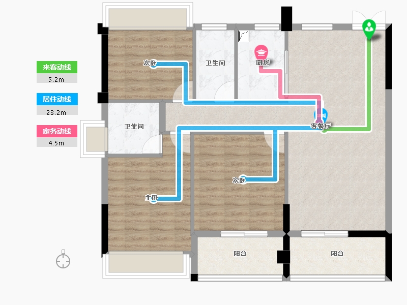 广东省-广州市-富城华庭-95.20-户型库-动静线