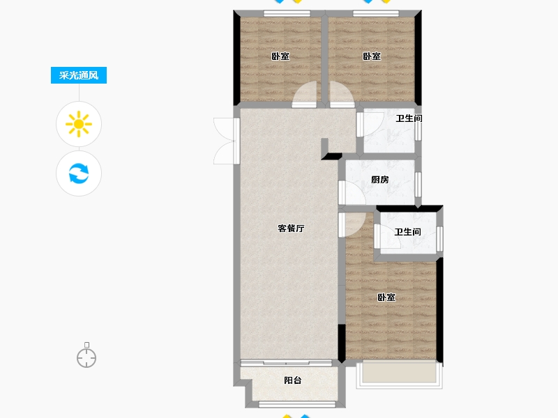 河南省-郑州市-珺尚·馨泽园-87.21-户型库-采光通风