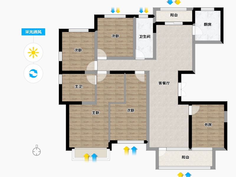 江西省-景德镇市-陶文旅望津府-126.03-户型库-采光通风