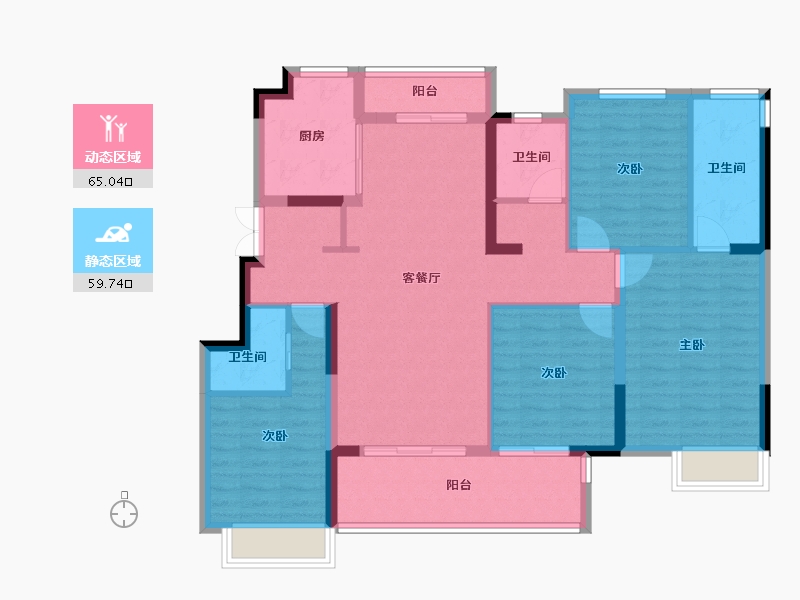 湖北省-荆州市-楚天都市润园-111.87-户型库-动静分区