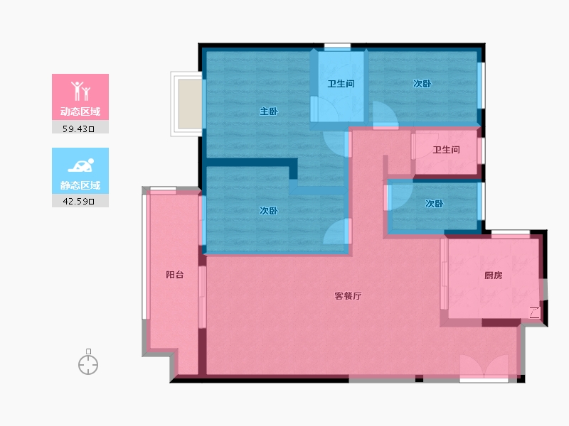 四川省-成都市-海伦堡玖悦府-90.37-户型库-动静分区