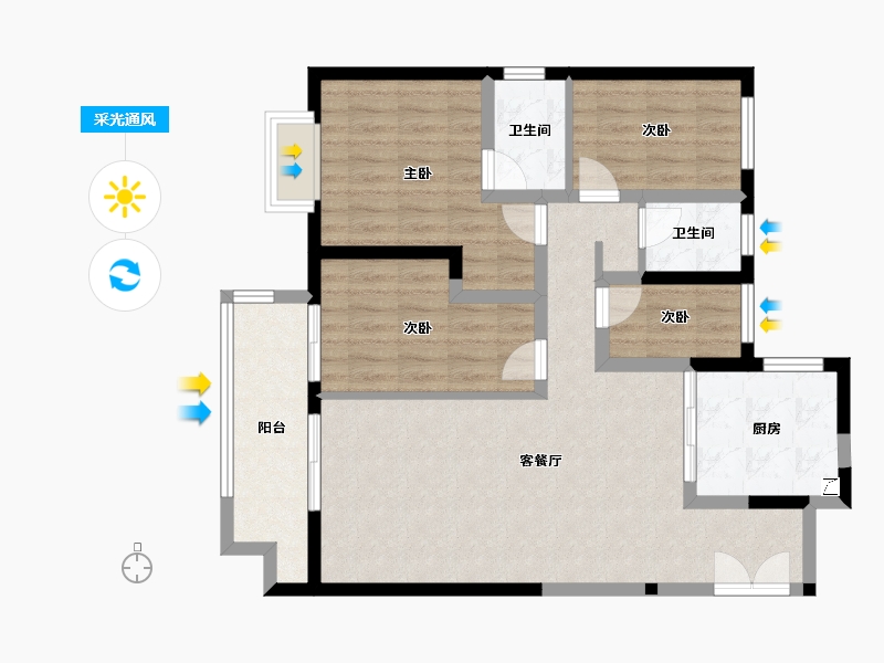 四川省-成都市-海伦堡玖悦府-90.37-户型库-采光通风