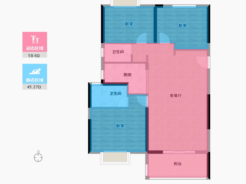 湖北省-荆门市-中建壹品璟苑-94.18-户型库-动静分区