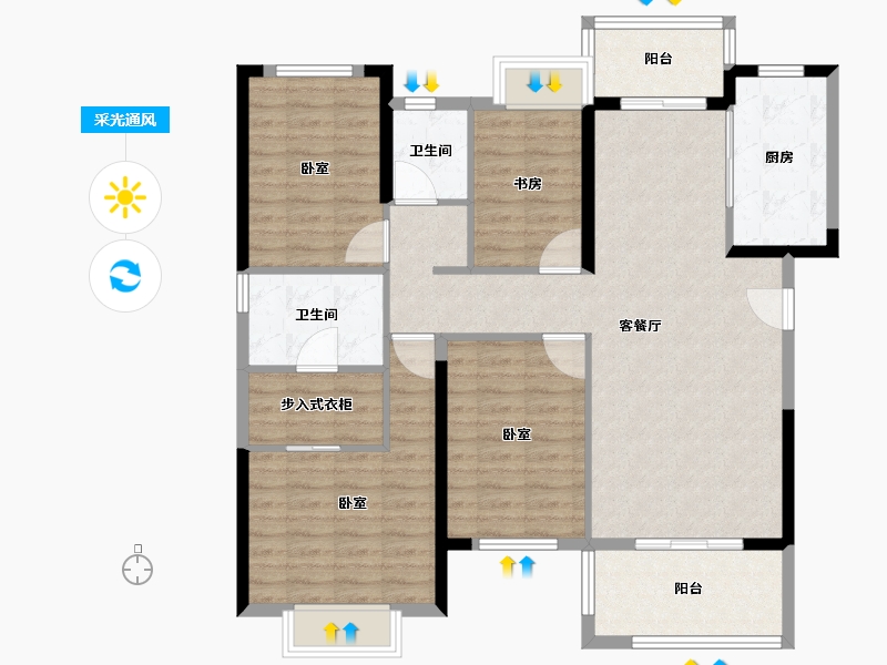 湖北省-荆门市-中建壹品璟苑-111.20-户型库-采光通风