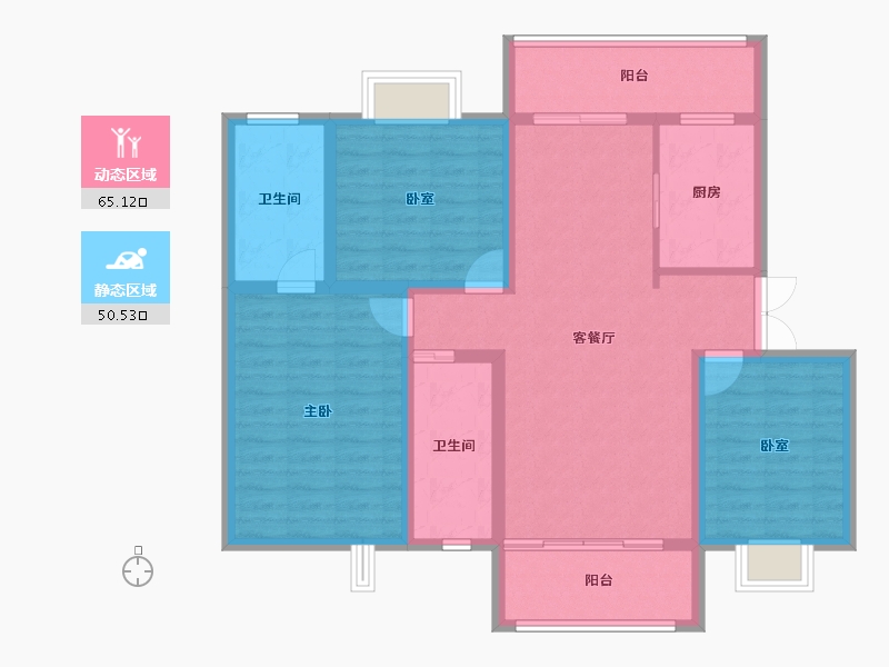 云南省-红河哈尼族彝族自治州-六善时光-103.20-户型库-动静分区