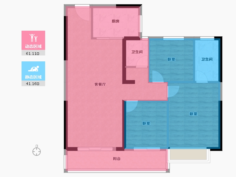 湖北省-荆门市-洋丰·地高上上城-92.68-户型库-动静分区