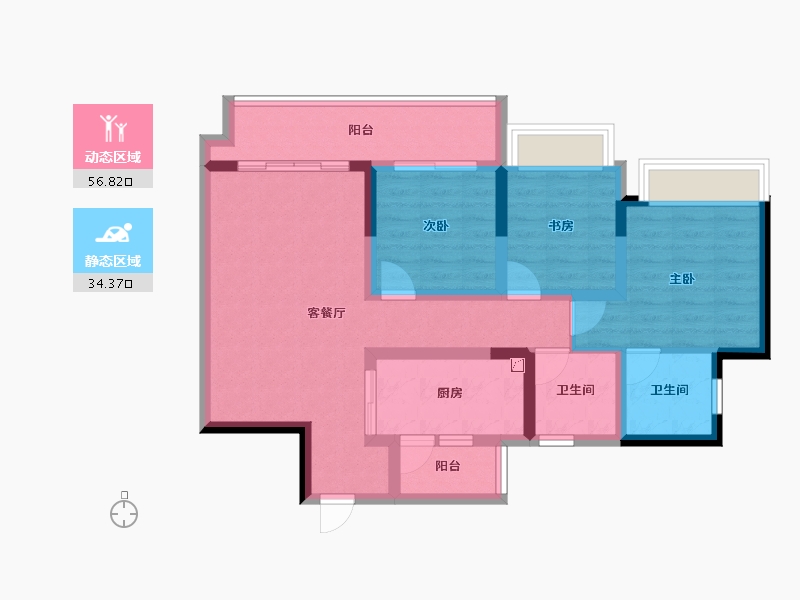 重庆-重庆市-招商雍璟城-79.75-户型库-动静分区