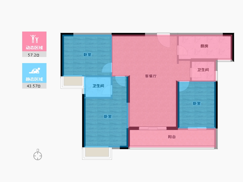 湖北省-荆门市-洋丰·地高上上城-90.83-户型库-动静分区