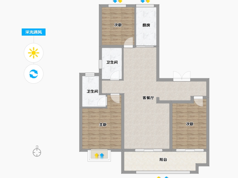 山西省-太原市-福兴雅苑-101.26-户型库-采光通风