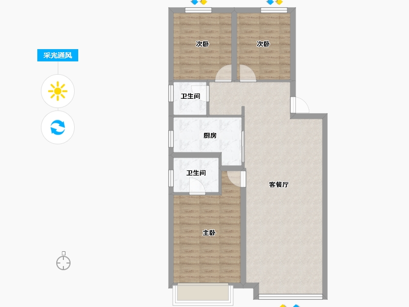 山西省-临汾市-恒安如园-83.26-户型库-采光通风