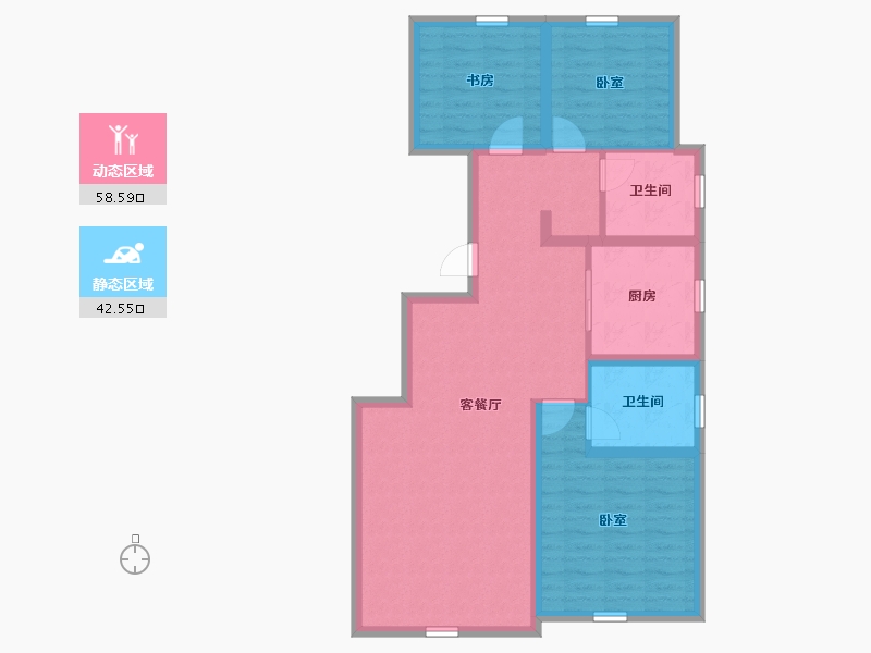 内蒙古自治区-赤峰市-红山龙景-90.40-户型库-动静分区