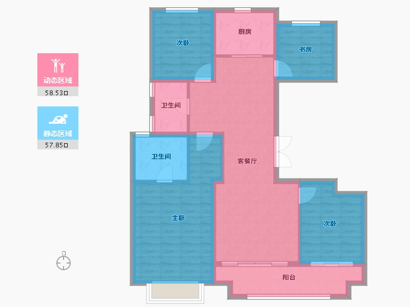 山西省-临汾市-恒安如园-104.79-户型库-动静分区