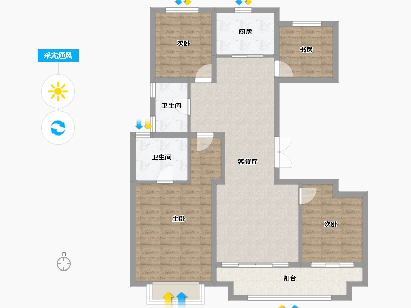 山西省-临汾市-恒安如园-104.79-户型库-采光通风