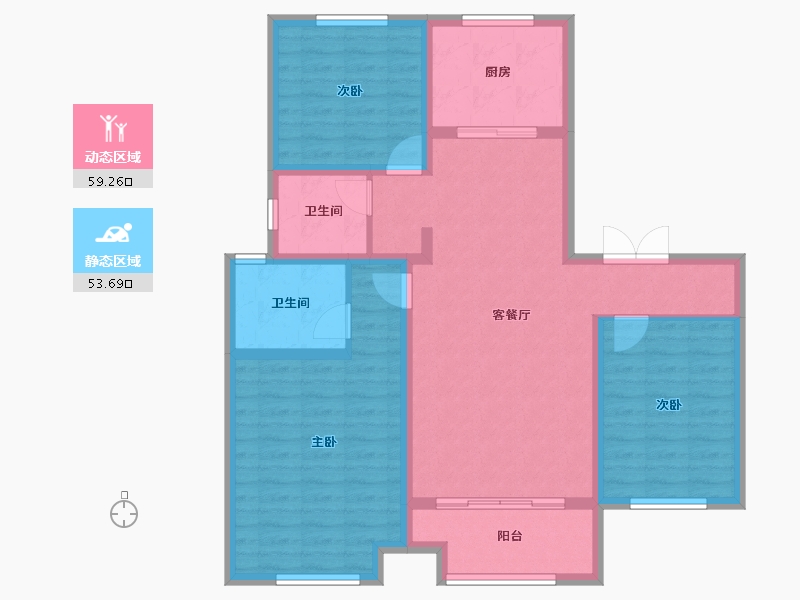 山东省-德州市-德达东建馨园-101.03-户型库-动静分区