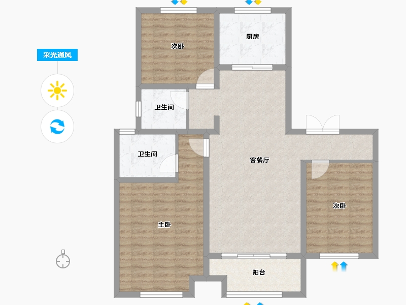 山东省-德州市-德达东建馨园-101.03-户型库-采光通风