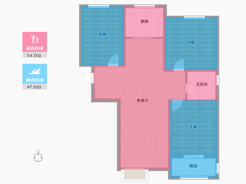 山东省-济南市-三箭瑞景苑-92.00-户型库-动静分区