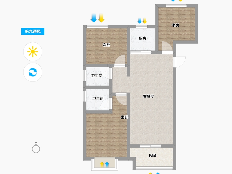 河南省-郑州市-泰·颐府-78.41-户型库-采光通风