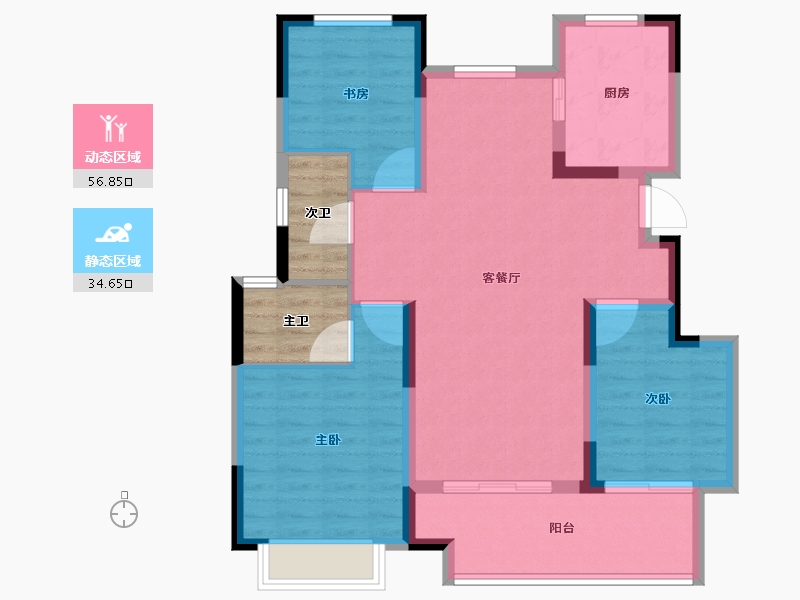 浙江省-杭州市-锦溪颐是御府-89.30-户型库-动静分区