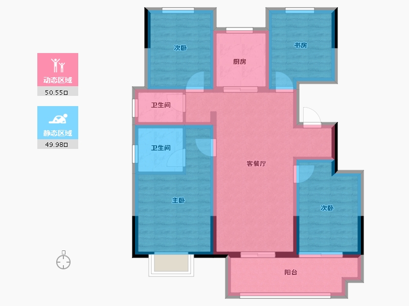 浙江省-绍兴市-振东虞悦府-88.73-户型库-动静分区