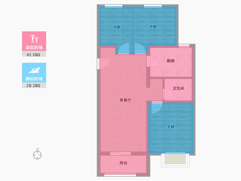 山西省-太原市-中国中铁·诺德城-63.36-户型库-动静分区