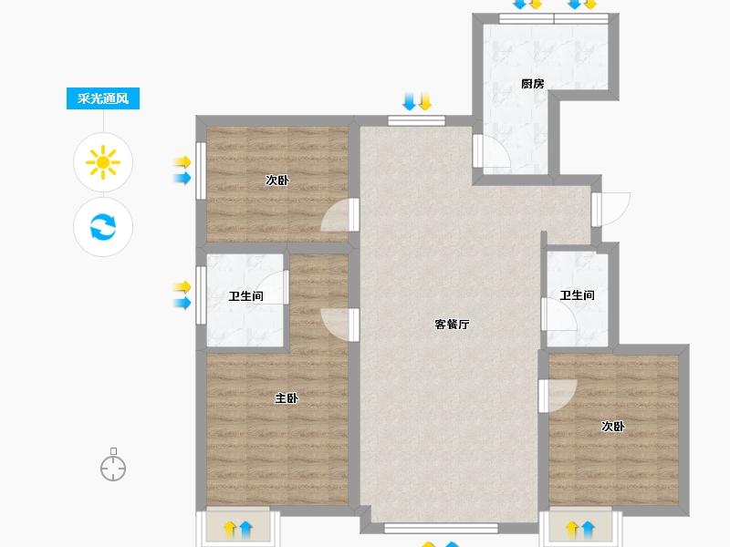 内蒙古自治区-赤峰市-坤厦悦棠湾-91.08-户型库-采光通风