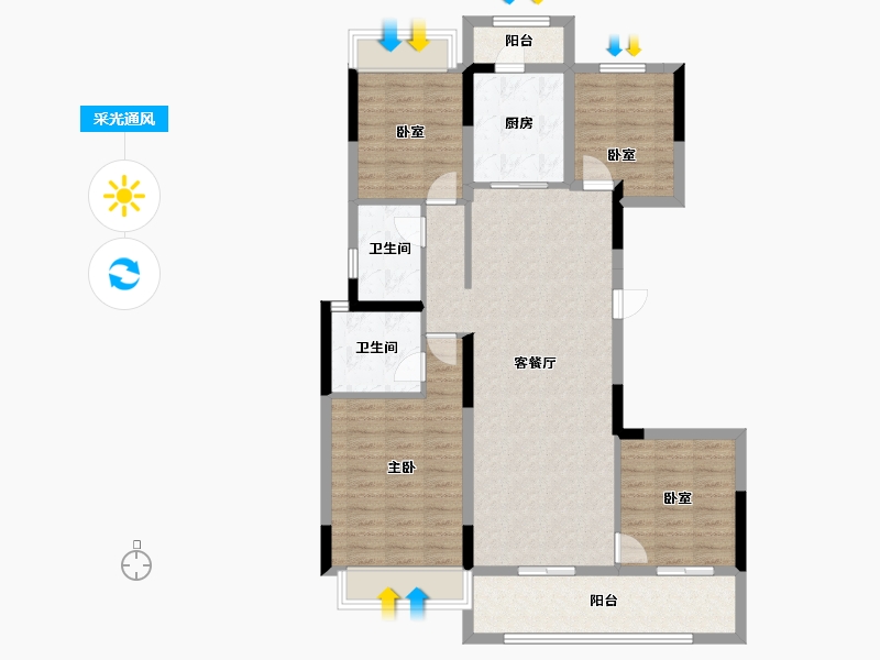 湖南省-长沙市-建发玖洲和玺-106.40-户型库-采光通风