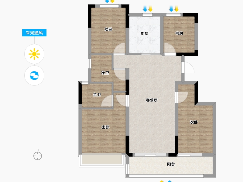 浙江省-杭州市-阳光城保亿•翡丽云邸-100.21-户型库-采光通风