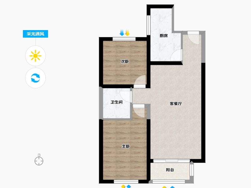 河北省-廊坊市-新城·昕樾-62.12-户型库-采光通风