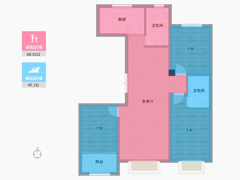 山东省-烟台市-紫金名城-83.88-户型库-动静分区