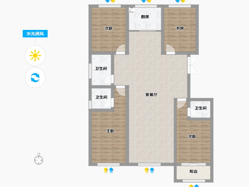 山东省-潍坊市-金庆名仁府-121.63-户型库-采光通风