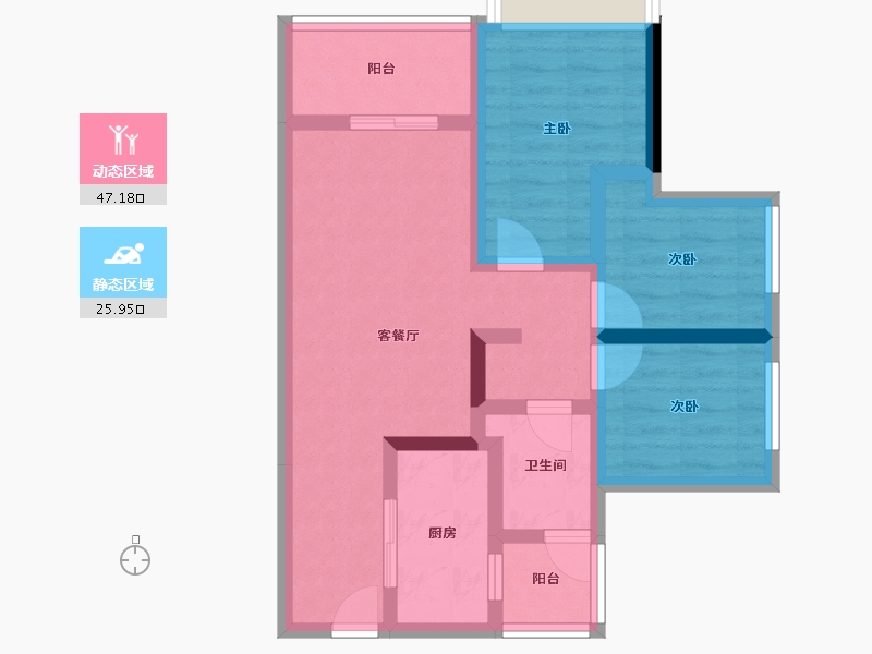 重庆-重庆市-万科招商理想城住宅-63.00-户型库-动静分区