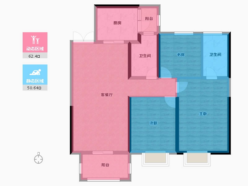 山西省-太原市-东鼎·迎泽里-101.43-户型库-动静分区