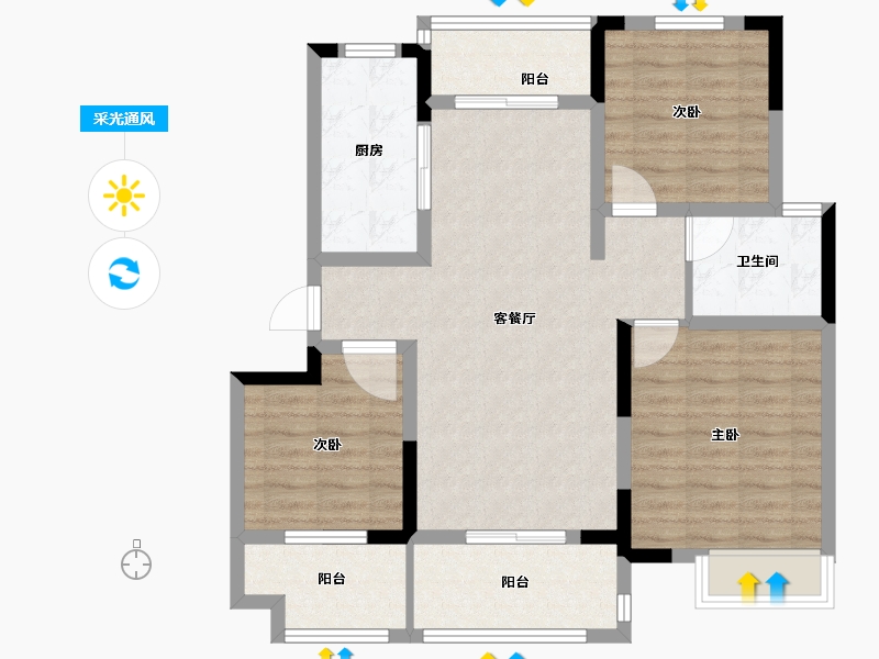 安徽省-池州市-天逸华府南苑-90.56-户型库-采光通风