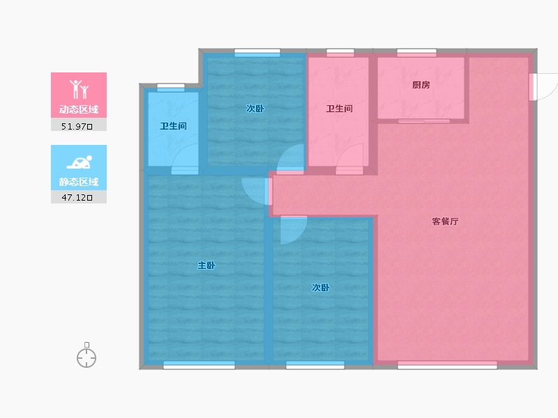 内蒙古自治区-赤峰市-春城望合湾-89.15-户型库-动静分区